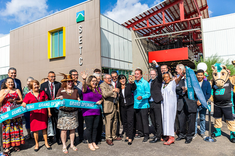 Photo of crowd celebrating the grand opening of the Southside Education & Training Center